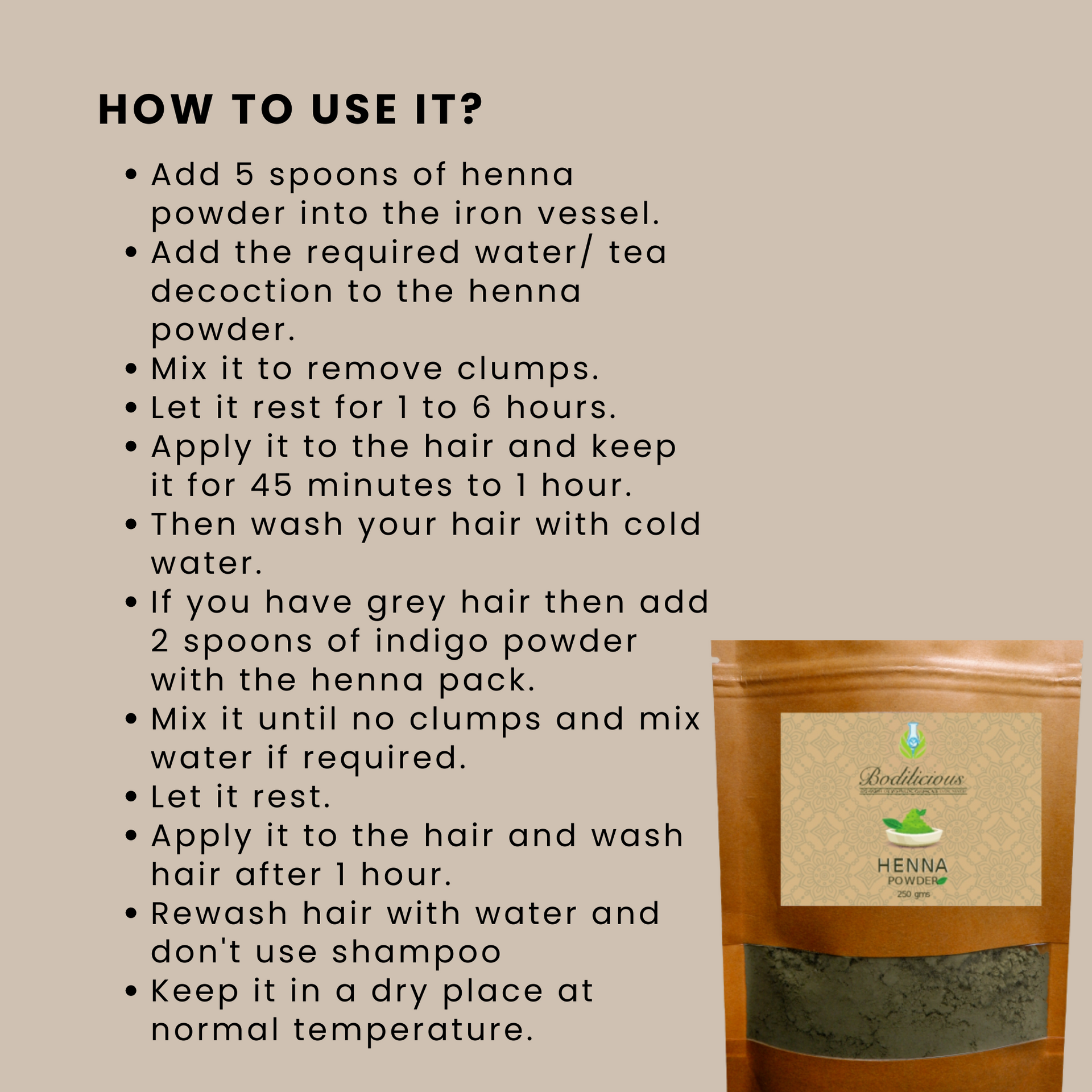 Bodilicious's Henna Hair Powder | Prevents Dandruff | Promotes Faster Hair Growth