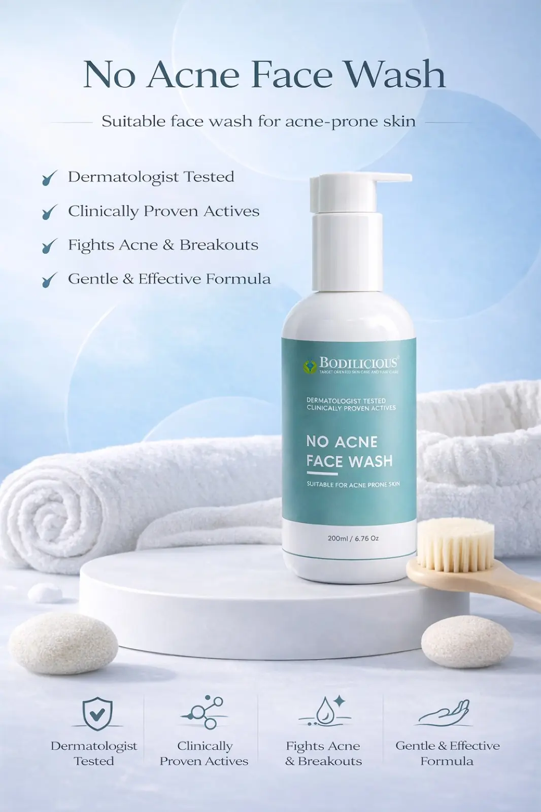 Bodilicious No Acne Face Wash thumbnail 2